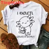 Kawaii Cartoon Axolotl T Shirt Women Funny Summer Tops Anime Graphic Tees Hip Hop Unisex Cute Harajuku Aesthetic Female