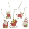 クリスマスデコレーション5pcs/lotクリエイティブウッドクラフトパターン木製ペンダントオーナメントキッズギフトクリスマスツリーオーナメントパーティー装飾装飾