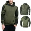 Kamuflażowe szycie zagęszczona bluza z kapturem Elastyczne mankiety duże kieszonkowe męskie bluza Hip Hop Style streetwear do randki L220704