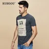 KUEGOU cotton spandex Men s tshirt short sleeve printing summer t shirt men black white men s T shirt slim top MT 1642 LJ200827