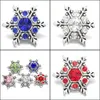 Fermoirs Crochets Résultats de Bijoux Composants Nouveau Noël Snap Strass Fleur Flocons De Neige 18Mm Boutons En Métal Fit Bracelet Cadeau Drop Deliver