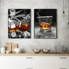 Vintage Weinflasche und Glas Leinwand Malerei Poster und Drucke Wand Kunst Bild Wohnzimmer Home Office Küche Dekor Cuadros