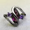 Luxury Vintage Purple Zircon CZ Crystal Colorful Ring For Women Wedding Engagement Jewelry Gift