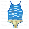 Dziewczyny One Piece Swimwear Fashion Backless Swimsuit Blue Bathing Suit Słodkie stroje kąpielowe dla dziewczyny