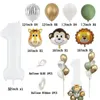 28pcs jungle Animal Balloon Kit com Número Branco Monkey Lion Foil Balls for Kids Birthday Party Decoration Diy Home Supplies 220815