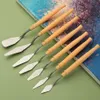 7pcs/conjunto de aço inoxidável pintura a óleo Facas artesãos artesanato de espátula paleta de faca de mistura de faca ferramentas de arte de raspador