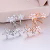 Stud H Exquisite S925 Silver/Rose Gold Color Flower Ear Earrings Piercing Cuff For Women Girls BrincosStud Moni22