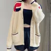 Kvinnors tröjor Designer 2022 Överdimensionerad Cardigan Jacket Fall Winter Wear V-Neck Tie Pocket-knapp Fashion New Loose Ladies Sticked RS03