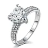 Clusterringen Luxe echt 925 zilver voor vrouwen drie stijlen romantisch hart 2 diamanten verloving bruiloft ring sieraden groothandelocluster