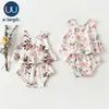 Roupas de menina para meninas 2 PCs Tops casuais de linho de linho de verão sem mangas Padrão floral Topshorts Baby Girl Clothing Conjunto LJ201223