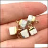 Arts And Crafts Arts Gifts Home Garden 5X10Mm Natural Crystal Stone Cubic Square Charms Green Blue Rose Quartz Pendants Go Dhslr