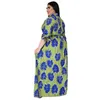 Plus size jurken xl-5xl herfstkleding voor vrouwen 2022 mode half mouw printen casual lange jurk groothandel dropshoppingplus