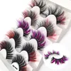 Fabriqué à la main réutilisable 5 paires couleur faux cils ensemble lumière douce épais bouclés 3D faux cils extensions de cils multicouches accessoire de maquillage pour les yeux