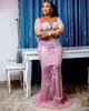 2022 Plus Size Arabisch Aso Ebi Luxuriöse Meerjungfrau Sparkly Prom Kleider Perlen Kristalle Abend Formale Party Zweiter Empfang Geburtstag Verlobungskleider Kleid ZJ322