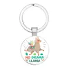 Mode Animal Lama Alpaga Art Photo Porte-clés Mignon Casual Mouton En Verre Cabochon Porte-clés Couple Cadeau