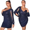 Plus Size Dresses 5XL Evening Wedding Elegant Dress Women Long Sleeve Winter Fall Year Chic Femme Party Work ClothesPlus