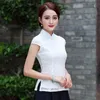 Etniska kläder Coco Ladies White Lace Blue Qipao toppar kinesisk stil vintage kvinnor bär tangzhuang kläder haut chinoisethnic