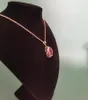 Pendanthalsband Vintage Oval Crystal Necklace For Women Rose Golden Copper Neck Chain Hollow Flower Mönster smycken Collierpendant