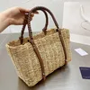 Designer Women Twine Straw Tote Luxurys Designers Bags Italy Milano Brand Sunshine Knitting Beach Handbags Leather Patchwork Totes 230724