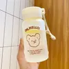 500 ml kleine beartransparante plastic water flessen mok bpa gratis creatieve matte waterfles met draagbare touwreistheekop