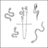 Autres boucles d'oreilles bijoux Vintage serpent cristal gland chaîne ensemble 2021 mode tendance Punk géométrie boucle d'oreille femmes Gif Dhtms
