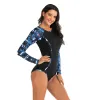 Roupa de banho feminina de uma peça de manga comprida roupa de surf protetor solar maiô feminino primavera quente roupa de banho sexy