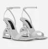 Summer Luxury Brands Patent Leather Sandals Shoes Pop Heel Silver-plated Carbon Black White Pumps Gladiator Sandalias With Box