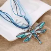 Silverhalsband Dragonfly uttalande halsband hängar vintage repkedja halsband kvinnor tillbehör gb268m