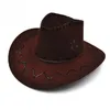 Boinas Casual Western Cowboy Hat Sun Cowgirls Niños Gamuza artificial Ala ancha Ocio Halloween 2022 WesternBerets Oliv22