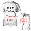1 pc Sets Men Custom Clothing 3D Print Short Sleeve T shirt Shorts Two Piece Couple Outfits Summer Diy Tops Camiseta 220707