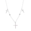 Kedjor Sterling Silver Dangle Cross Charm Pendant 33 7cm Choker Chocker Micro Pave Clear CZ Fine Women Chain NecklaceCeins
