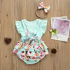 Наборы одежды 018M Малышка Одежда 3PCS Ruffles с коротким рукавами Tops Tops Rainbowice Cream Print Bib Shorts