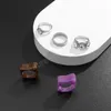 5pcs/sets Corea Simple Strinestone Metal Finger Кольцо Акриловые кольца наборы для женщин для женщин модные подарки набор ювелирных украшений геометрические кольца