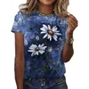 T-shirt feminina Ladies 3D Padrão abstrato impressa Summer Summer Summer Loose Floral Top Fashion Casual Fácil de lavar Grils ClothingWome