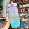 2 Liters Water Bottle Motivational Drinking Bottle Sports Water Bottle With Time Marker Stickers Portable Reusable Plastic Cups 220714