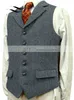 Hommes laine Tweed Slim Fit loisirs coton bordeaux gilet Gentleman chevrons affaires marron gilet Blazer pour mariage marié 220704