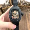 Automatic Richarmilles Watch Mystery Mask Watch är utrustad RM52-06 med hela automatisk rörelse texturerat kolfiberfodral och Sapphire Mirror Rubber Watch Band L L