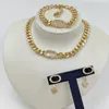 Designer sieraden luxe pak mode ketting armband oorrel 18k goud vergulde platinabrief hangers kettingen en armbanden ingesteld voor dames klassieke diamant