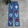 Designer Sexy Summer New Fashion Printed Women's Jeans Skinny High Waist Blue White Casual Pencil Pants