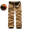 Calças casuais de vários bolsos homens Militar cargo tático-calça masculina de caminhada ao ar livre de trekking lã de lã masculino espetacho de fundo quente L220706