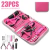 Professional Hand Tool Sets 23pcs Female Pliers Screwdriver Household Pink Multi-function Repairing Kit DIY Plier Screw Tape Measure Home To