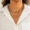 Pendanthalsband Böhmen Multi Layer Crystal Clavicle Chain Choker Halsband för kvinnor Punk Geometriska paljetter Collier Lariat Jewelrypendant