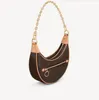 M81098 Loop Half-Moon Baguette Designer Women Bag äkta kalvläder croissant kedja handväska koppling crossbody handväska shoulerbag191r