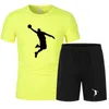 Verão masculino marca esportiva shorts conjunto de manga curta respirável grade camiseta e shorts casualwear treinamento de basquete masculino 220513