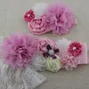 Belts Handmade Girls Headband Lace Chiffon Satin Flower Sash Belt With Pearl Mathcing Hairband Women Bridal AccessoryBelts