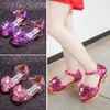 Buty dziecięce Sumowal Casual Glitter Bowknot Spring High Heel Girls Fashion Princess Dance Party Sandals 220525