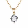 Pendant Necklaces Fashion Gold Color Shiny Cubic Zirconia Necklace For Women Simple Crystal Choker Wedding Jewelry WholesalePendant Godl22