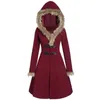 Coat Women 2020 Autumn Winter Fur Hooded Slim Long Overcoat Fashion Casual Solid Color Warm Wool Coat Female LJ201106