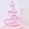 Mini Design Rosa Pink Pequeno Bongo de Vidro Reciclagem Platas de Hookah Plataformas com Tigela de 14m