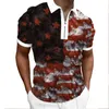 Heren PoloS Zomer 2022 Vlagpatroon 3D Gedrukte losse heren Casual Breathable korte mouw Zipper shirt Fashion Sport T-Men's Men's mannen's